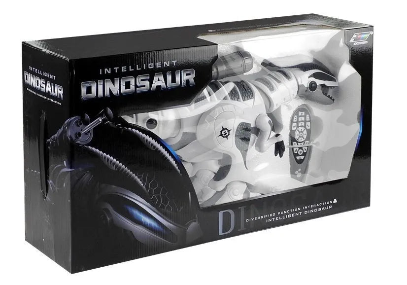 Interaktyvus robotas dinozauras, nuotoliniu būdu valdomas, su šviesos ir garso efektais, 65 cm, baltas