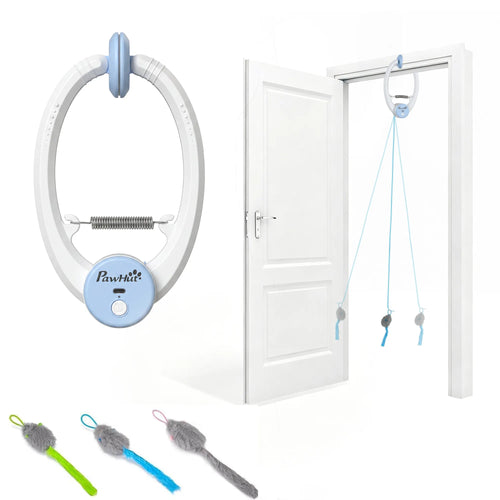 Interaktyvus žaislas katėms su ant durų kabinama pele, USB, baltas
