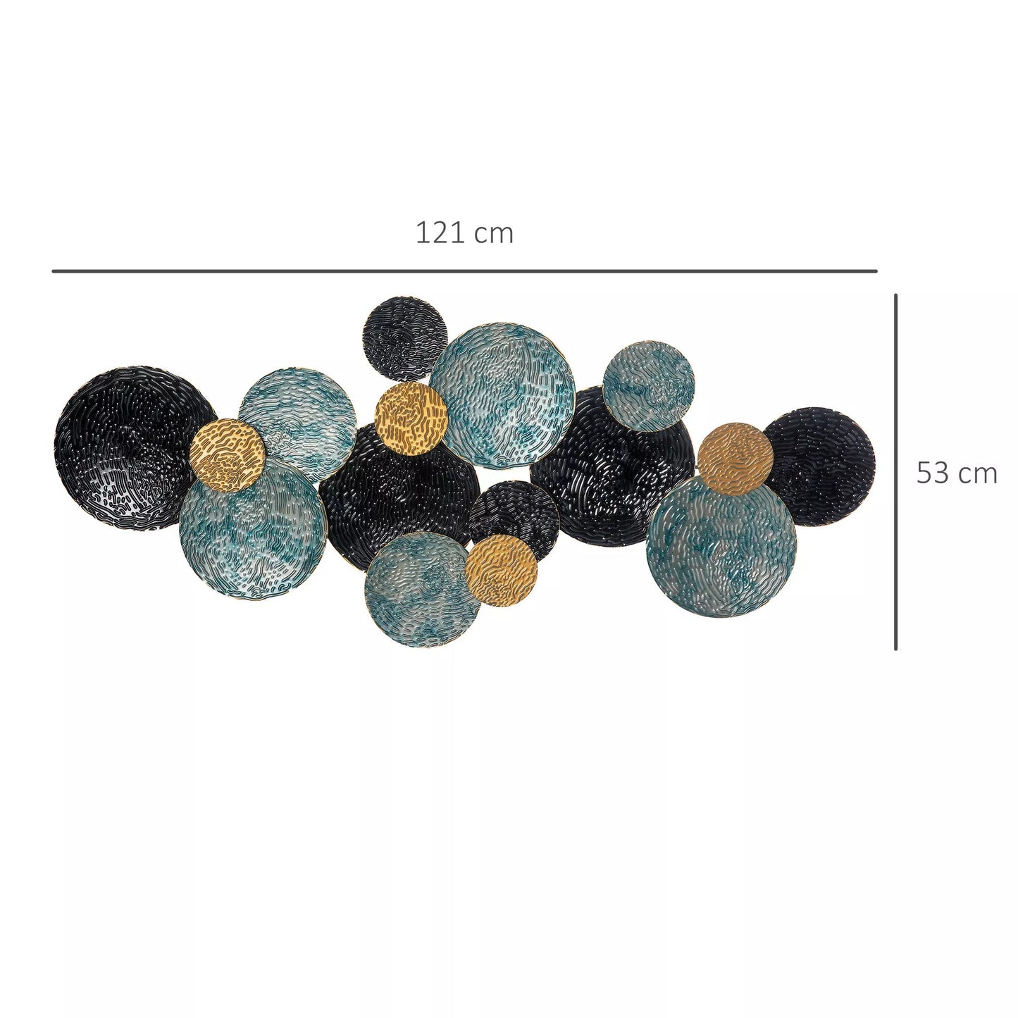 3D sienų dekoracija su apskritimais 121 cm x 4 cm x 53 cm Metalo Mėlyna + Juoda