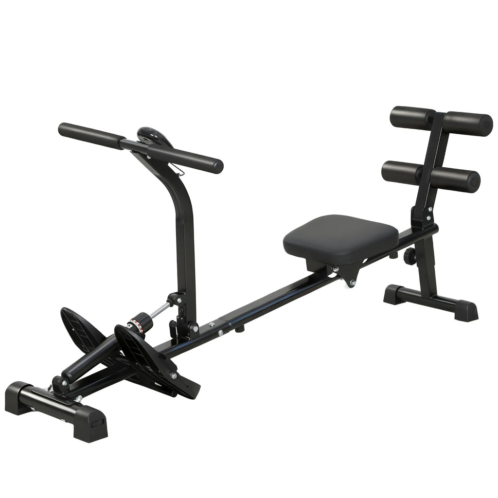 Irklavimo treniruoklis, irklavimo treniruoklis situpams, 12 pakopų reguliavimas, 2-in-1 kardio treniruoklis, LCD ekranas, plienas, plastikas, juodas