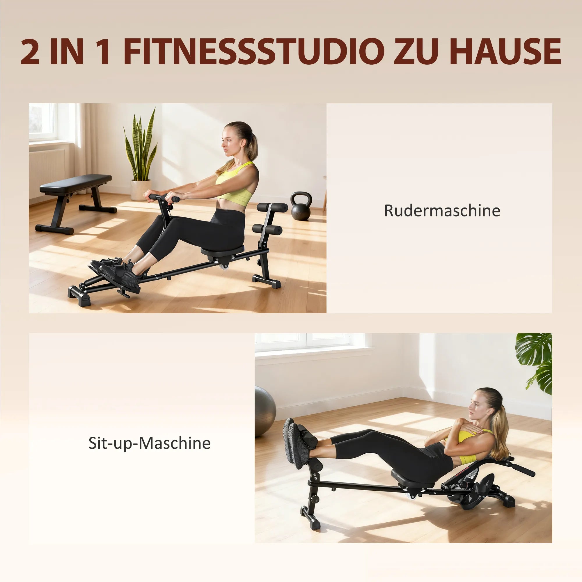 Irklavimo treniruoklis, irklavimo treniruoklis situpams, 12 pakopų reguliavimas, 2-in-1 kardio treniruoklis, LCD ekranas, plienas, plastikas, juodas