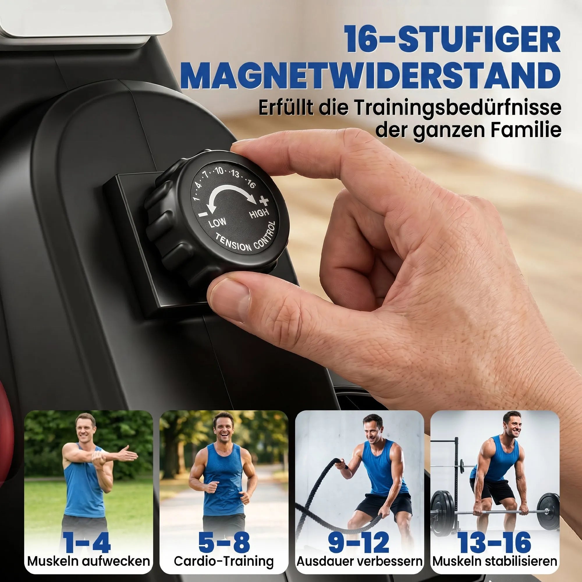 Irklavimo treniruoklis magnetinis su 16 pasipriešinimo lygių iki 130 kg juodas