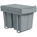 Išimamas šiukšlių konteineris, 2 x 20 l, išimami konteineriai, plastikas, metalas, pilkos spalvos