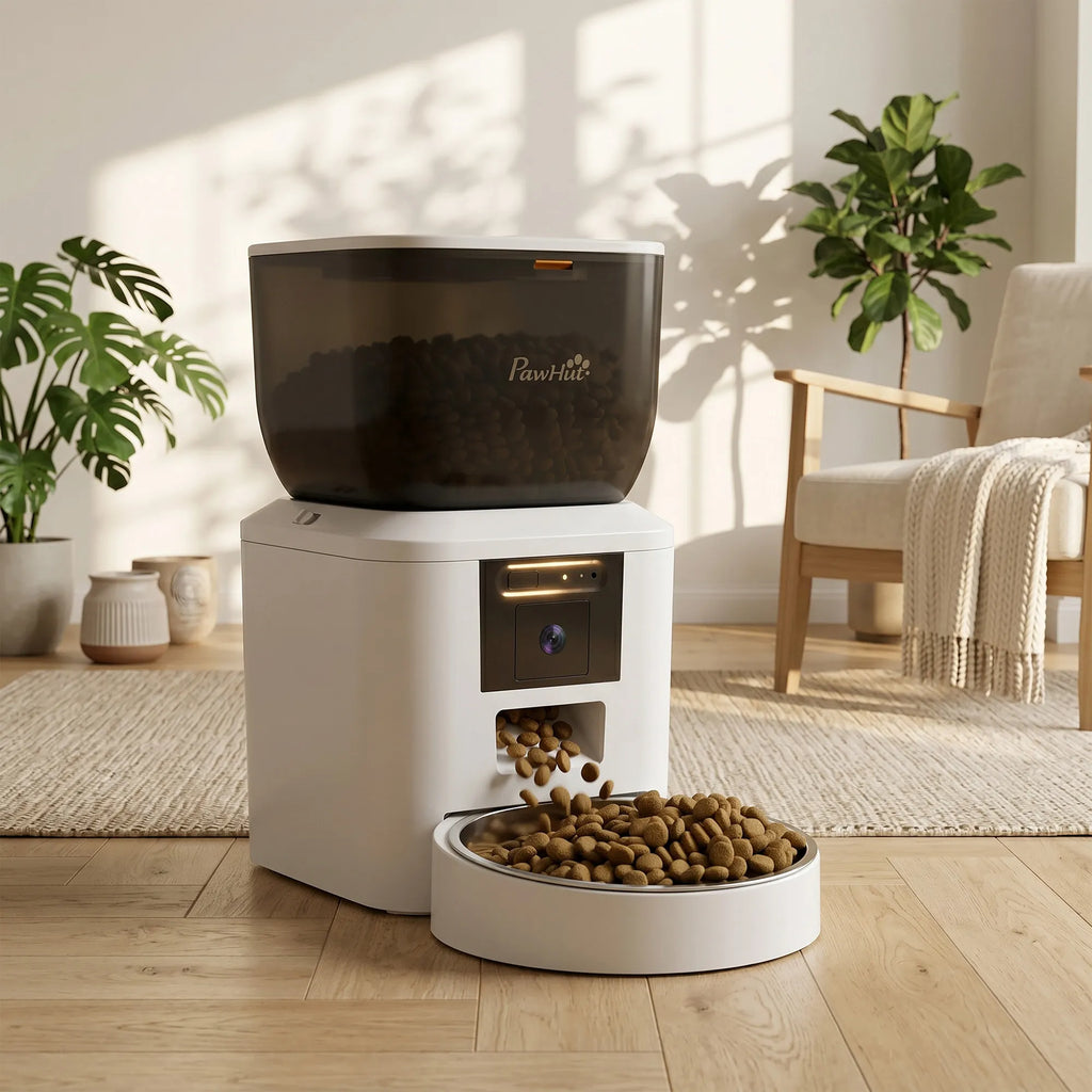 Išmanusis automatinis ėdalo dozatorius su kamera, 4 l, baltas 2,4 GHz WLAN