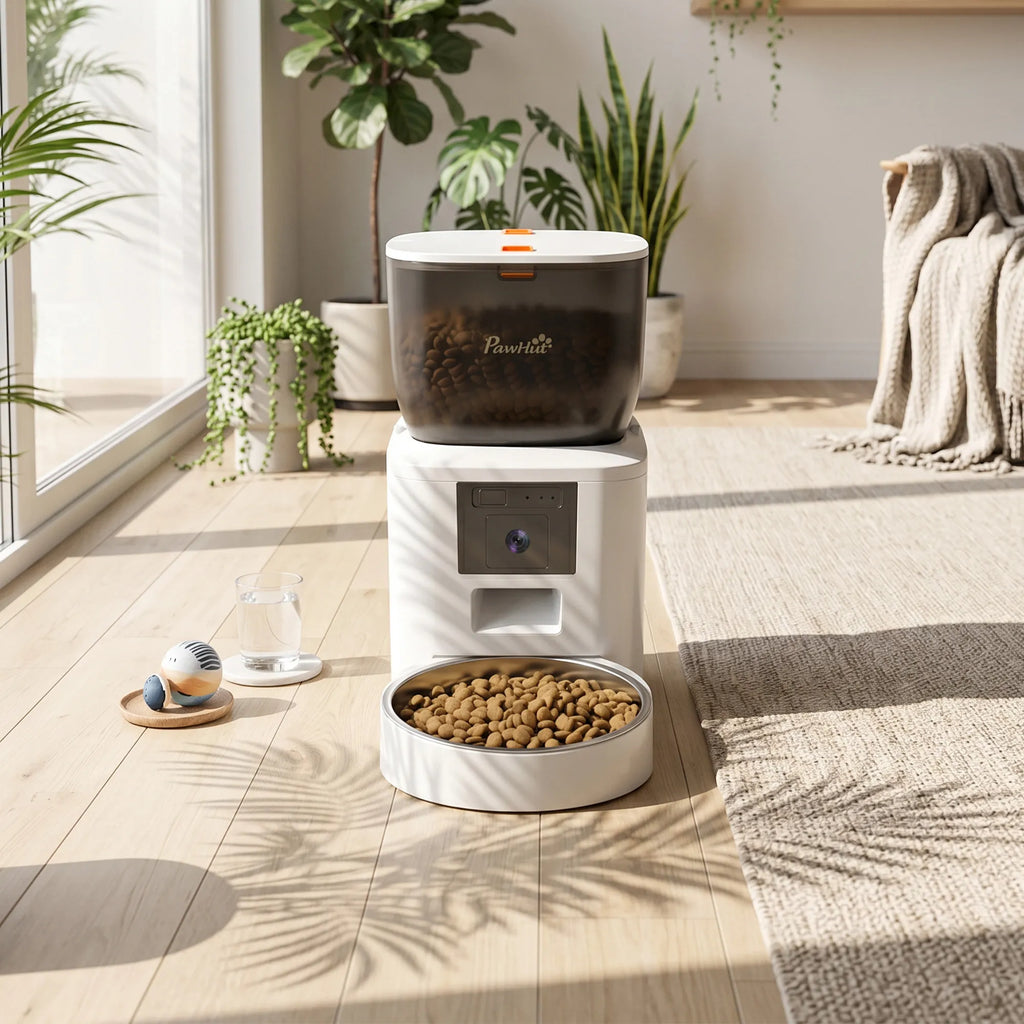 Išmanusis automatinis ėdalo dozatorius su kamera, 4 l, baltas 2,4 GHz WLAN