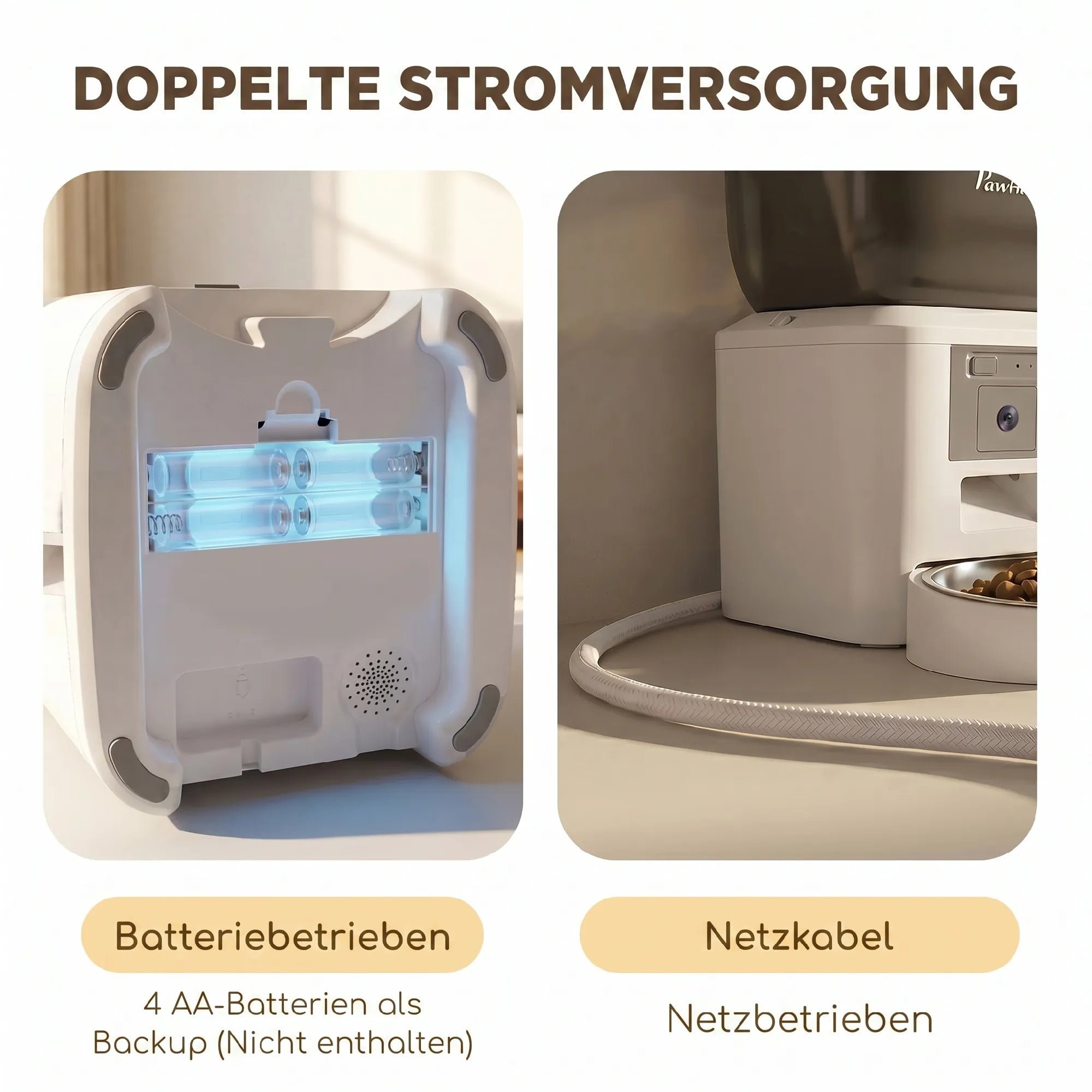 Išmanusis automatinis ėdalo dozatorius su kamera, 4 l, baltas 2,4 GHz WLAN