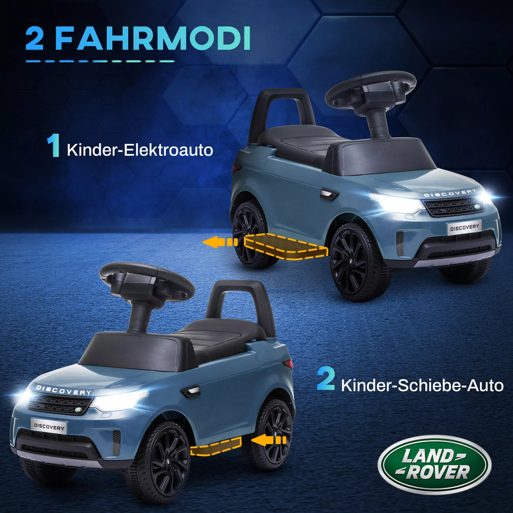 Elektrinis vaikų automobilis 6 V, „Land Rover“, važiavimo/stumimo režimas, žibintai, muzika, šviesiai mėlynos spalvos