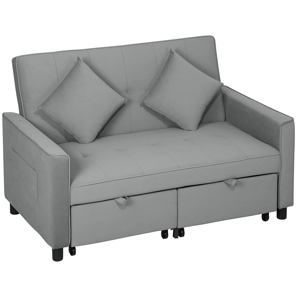 Išskleidžiama sofa-lova 4-viename su pagalvėmis, pilka