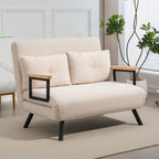 Išskleidžiama sofa-lova, reguliuojama, smėlio spalvos