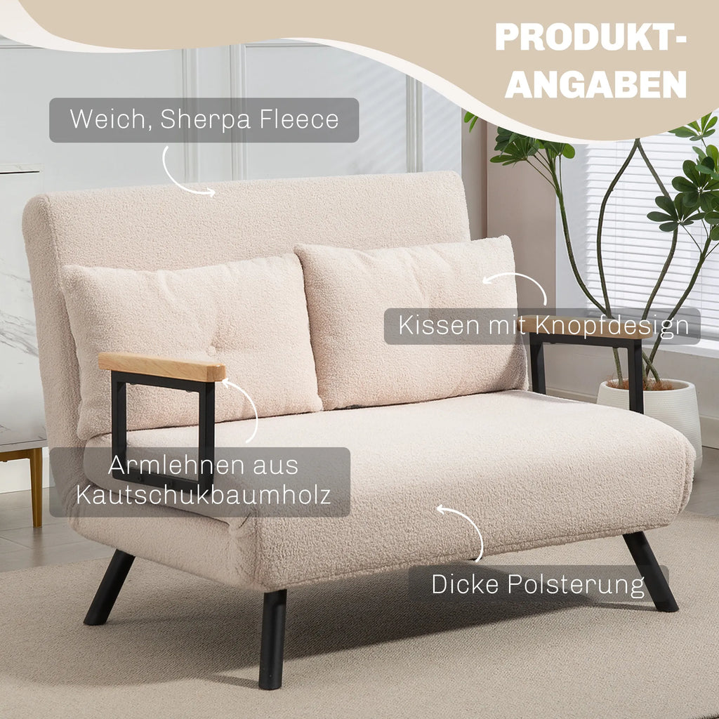 Išskleidžiama sofa-lova, reguliuojama, smėlio spalvos