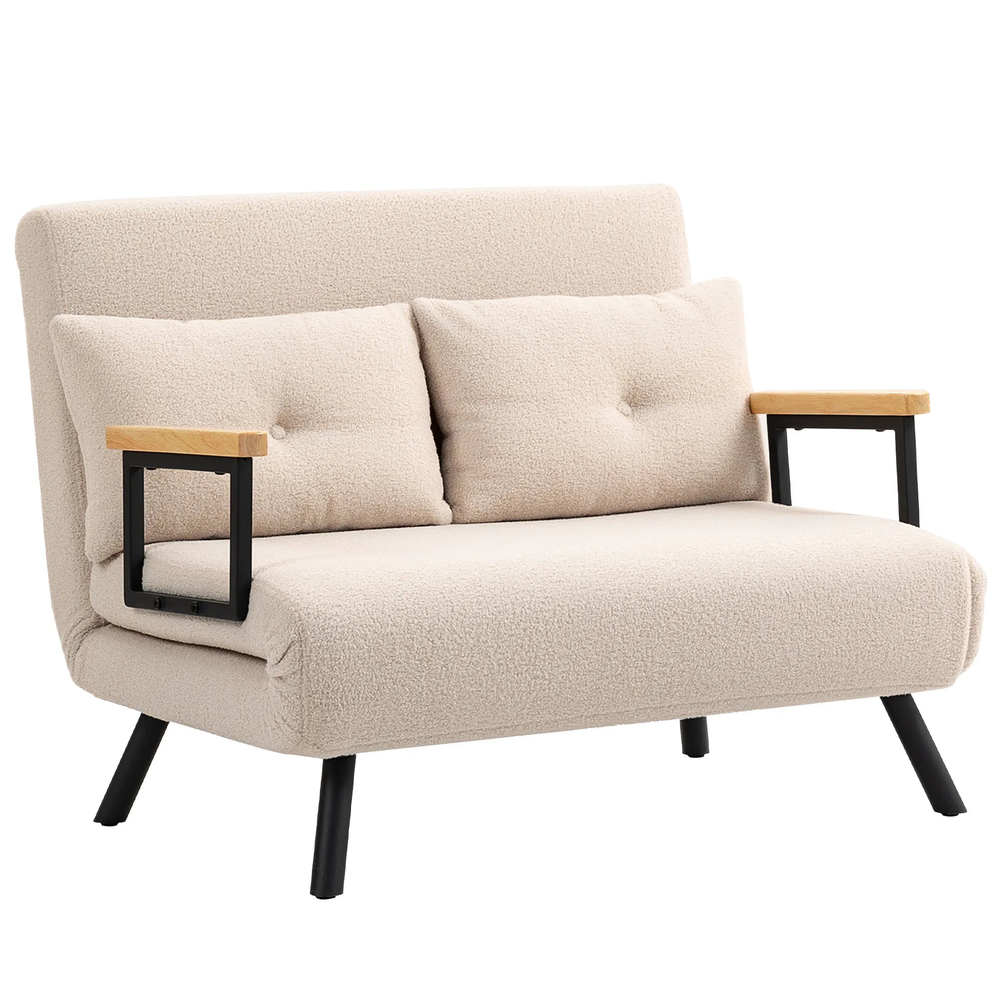 Išskleidžiama sofa-lova, reguliuojama, smėlio spalvos