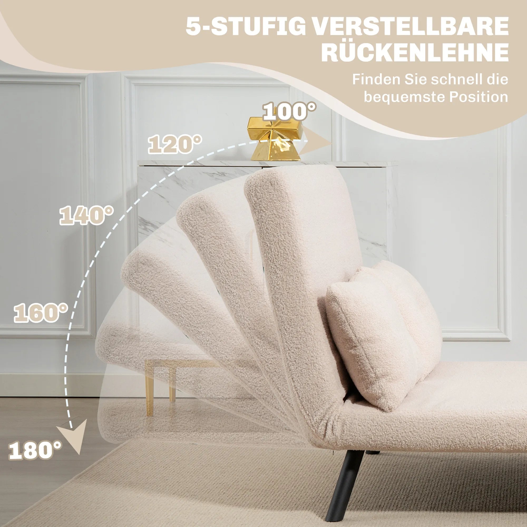 Išskleidžiama sofa-lova, reguliuojama, smėlio spalvos