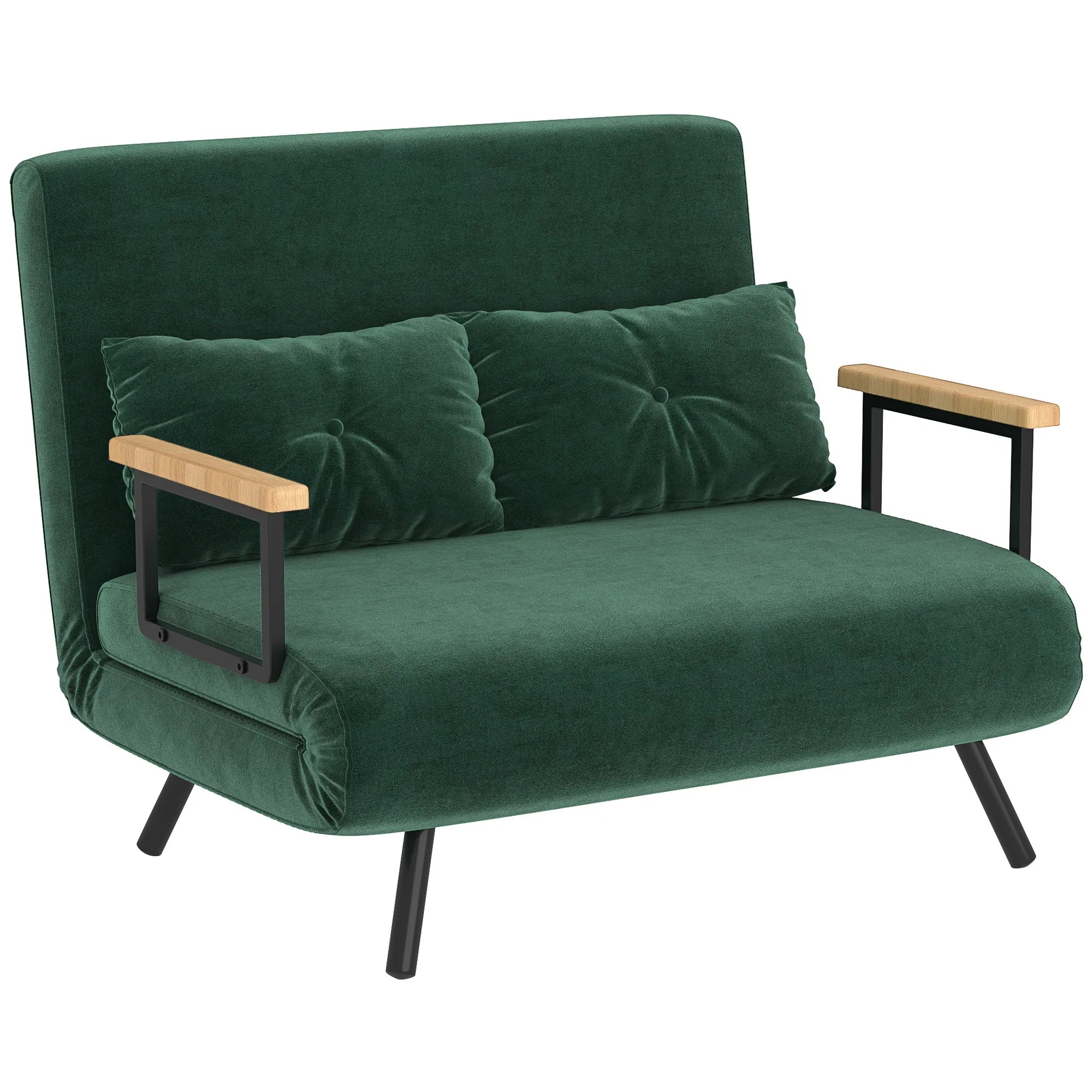 Išskleidžiama sofa-lova su 2 pagalvėmis, žalia