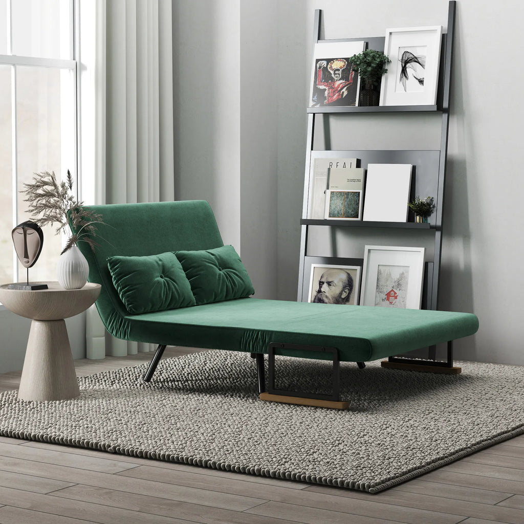 Išskleidžiama sofa-lova su 2 pagalvėmis, žalia
