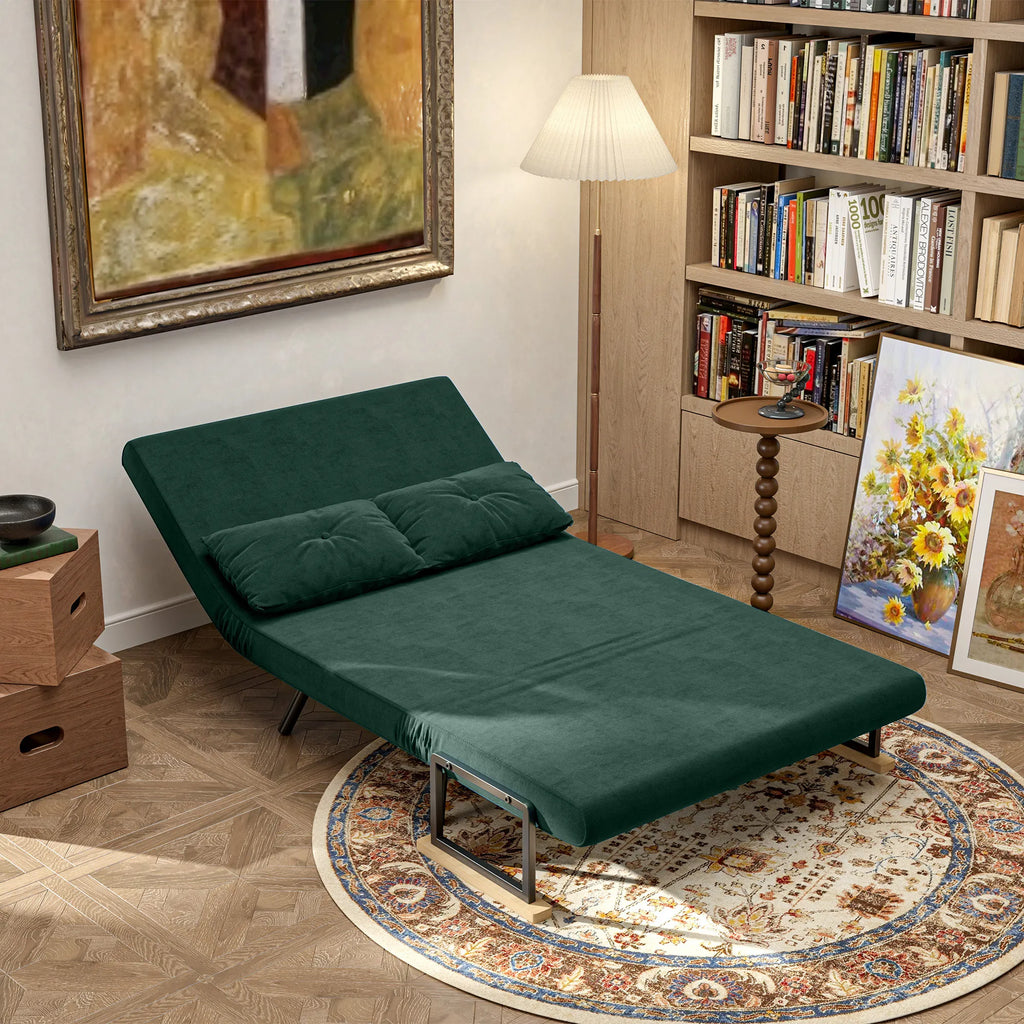 Išskleidžiama sofa-lova su 2 pagalvėmis, žalia