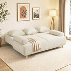 Išskleidžiama sofa-lova su patalynės dėže, smėlio spalvos