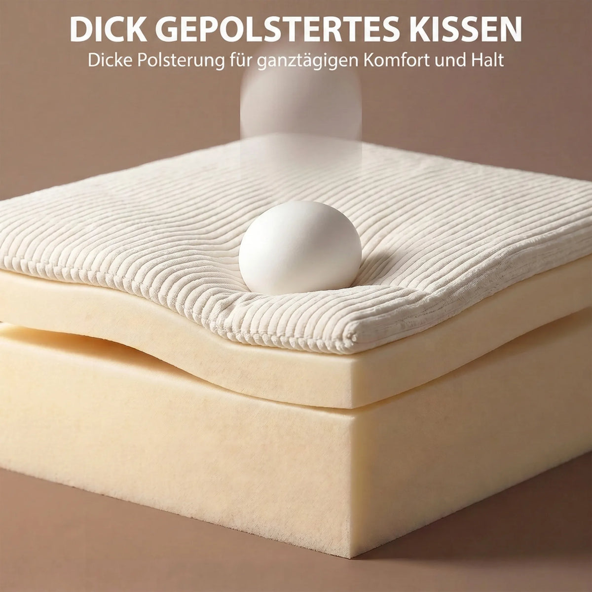 Išskleidžiama sofa-lova su patalynės dėže, smėlio spalvos