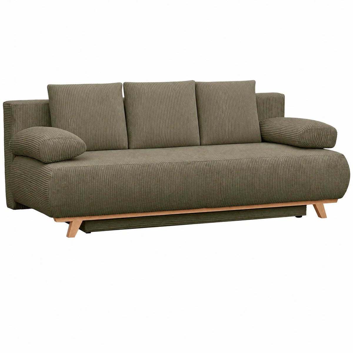 Išskleidžiama sofa-lova su patalynės dėže, tamsiai žalia