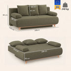 Išskleidžiama sofa-lova su patalynės dėže, tamsiai žalia