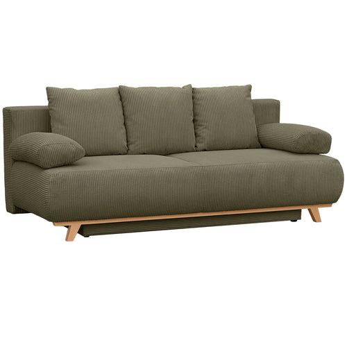 Išskleidžiama sofa-lova su patalynės dėže, tamsiai žalia