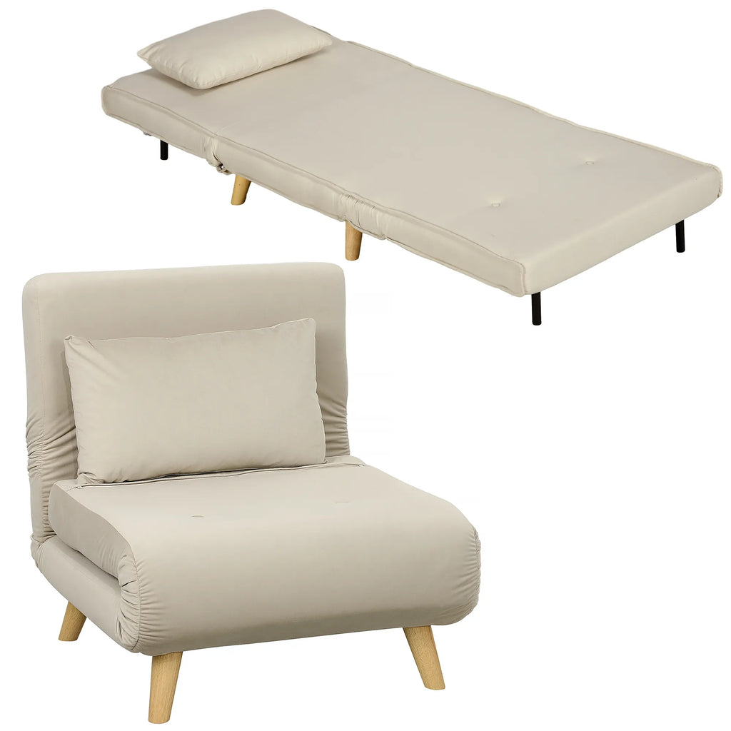 Išskleidžiamas fotelis lova, 3-in-1, 72 cm, smėlio spalvos