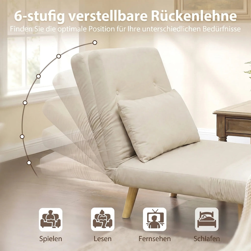 Išskleidžiamas fotelis lova, 3-in-1, 72 cm, smėlio spalvos