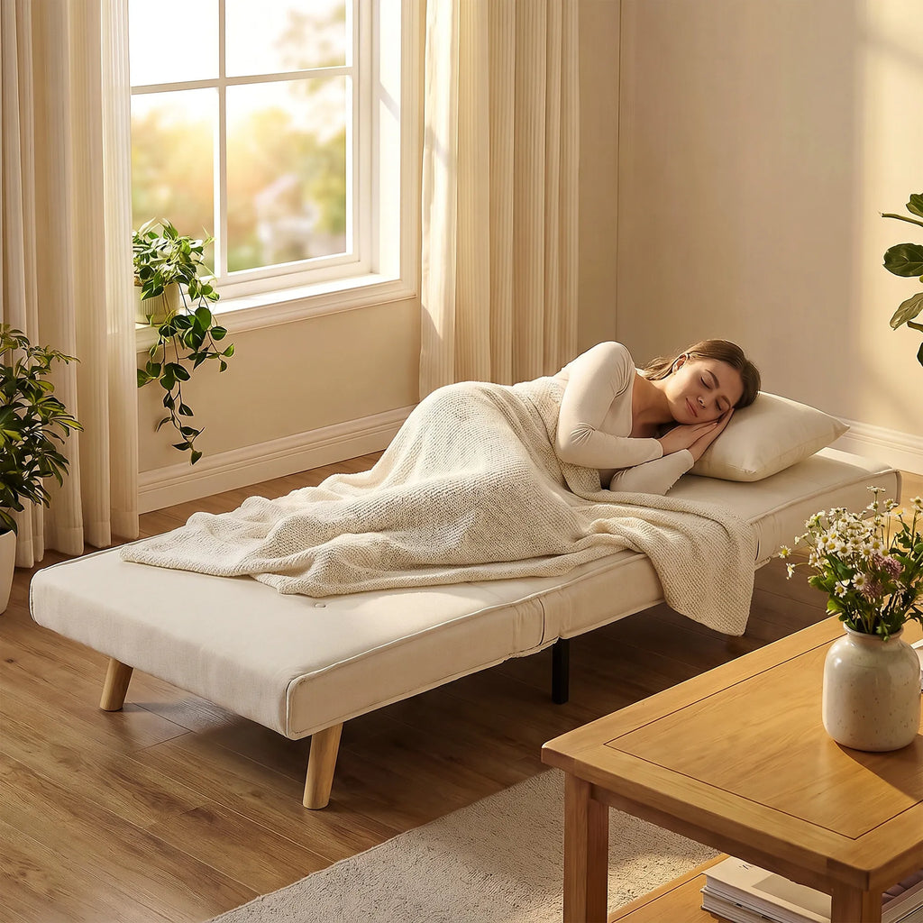 Išskleidžiamas fotelis lova, 3-in-1, 72 cm, smėlio spalvos