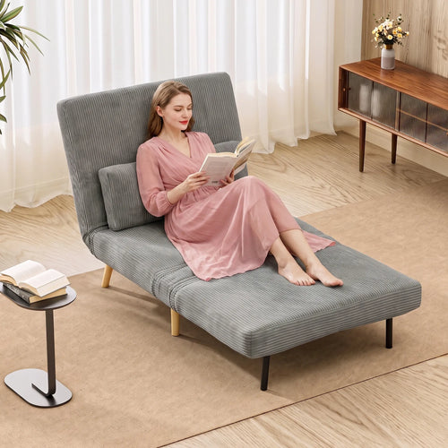 Išskleidžiamas fotelis lova 3-in-1, reguliuojamas, tamsiai pilkas