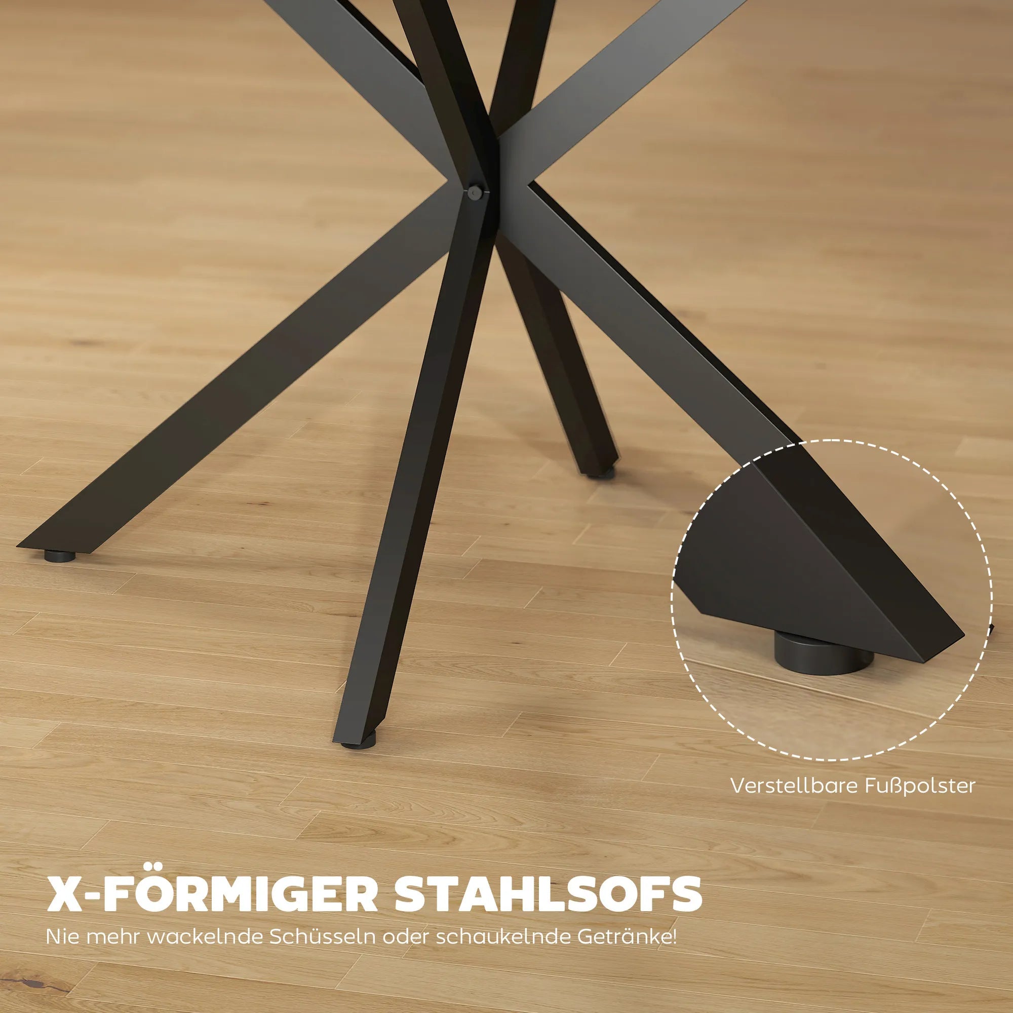 Išskleidžiamas valgomojo stalas su X formos kojomis, 100–135 cm, natūralaus medžio spalvos
