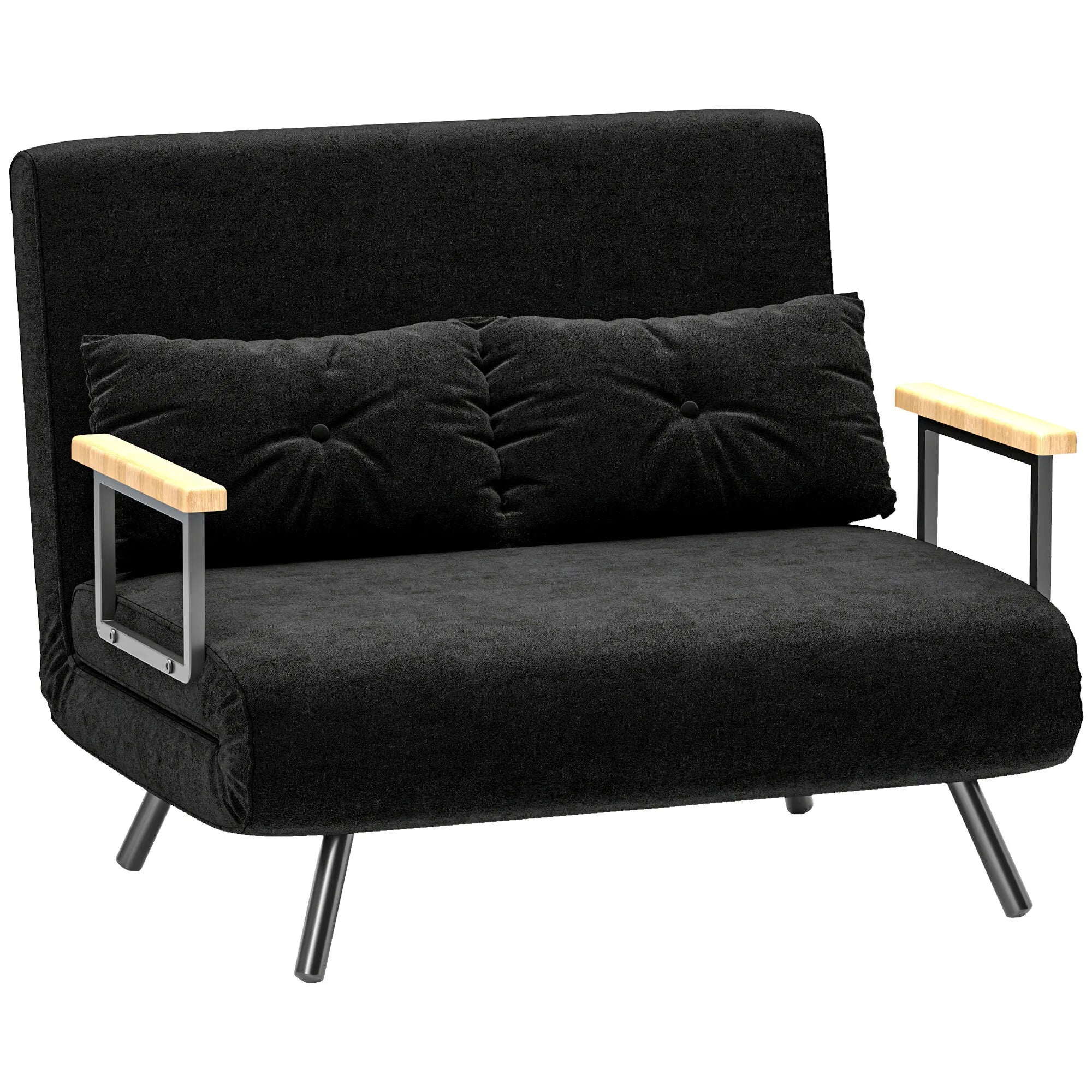 Išskleidžiamoji sofa-lova, 102 cm, juoda
