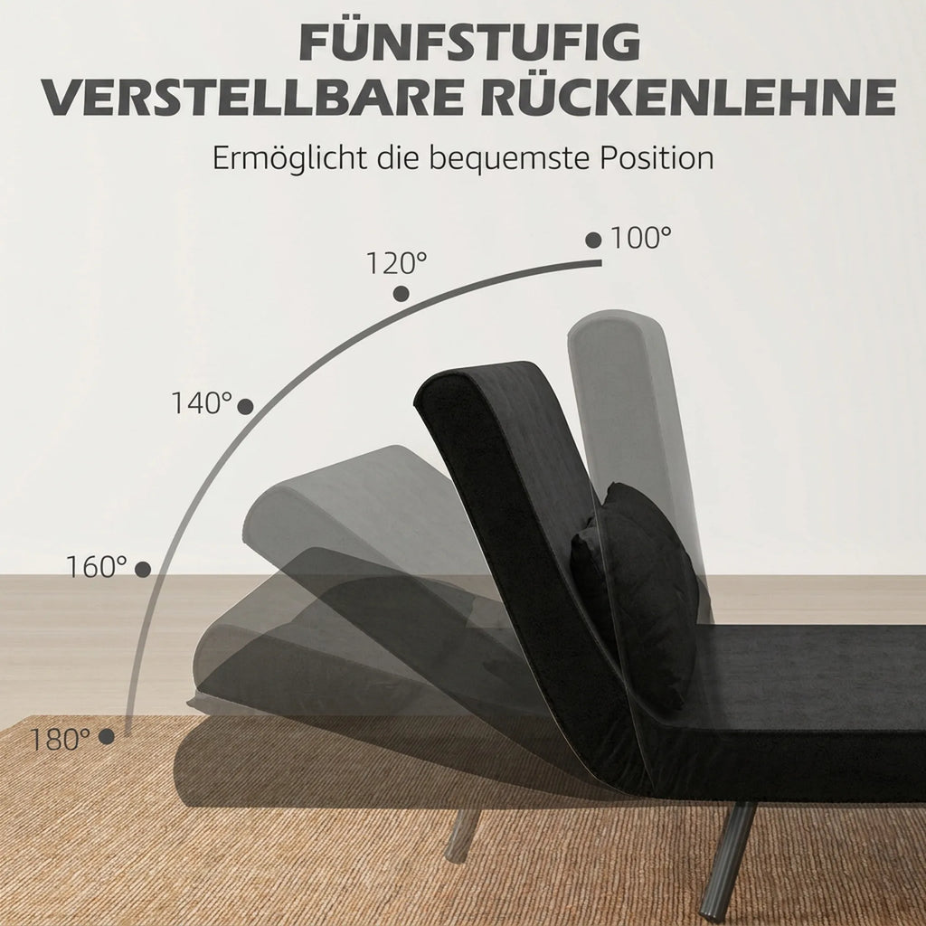 Išskleidžiamoji sofa-lova, 102 cm, juoda