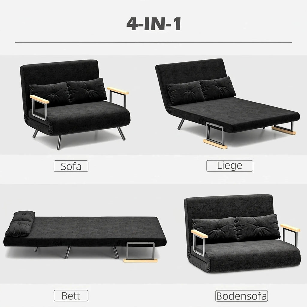 Išskleidžiamoji sofa-lova, 102 cm, juoda