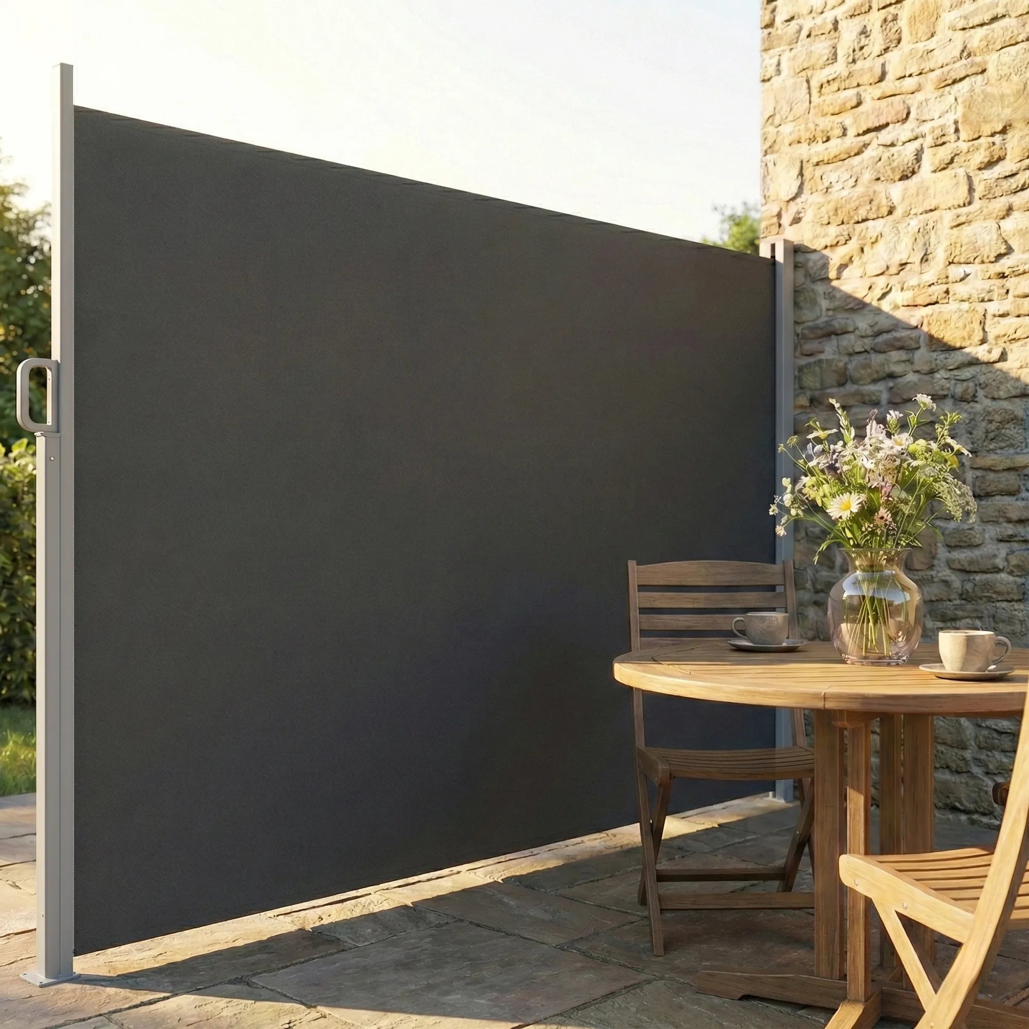 Ištraukiama šoninė markizė aliuminis poliesteris 420x185 cm tamsiai pilka