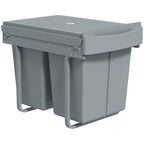 Ištraukiamas šiukšliadėžių komplektas, 40 L, pilkas, 2 x 20 L