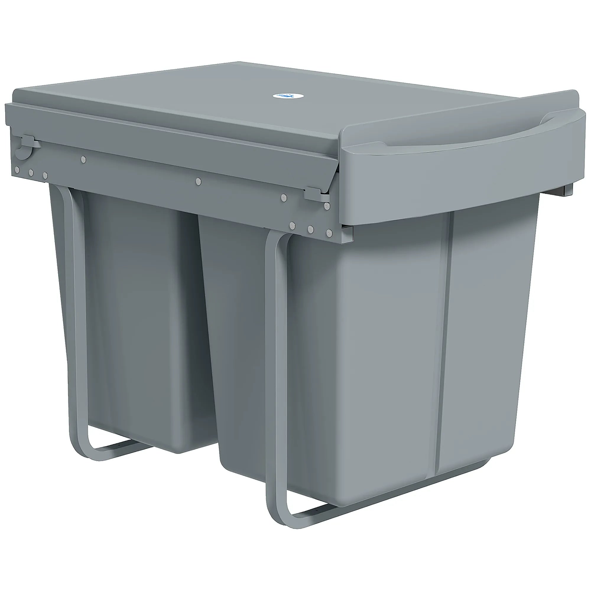 Ištraukiamas šiukšliadėžių komplektas, 40 L, pilkas, 2 x 20 L