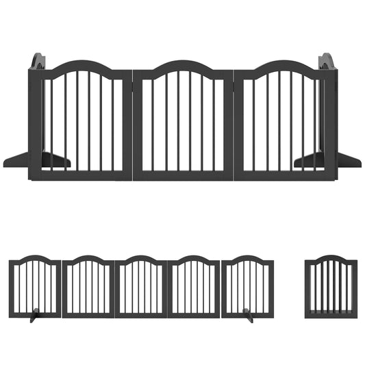 Šunų atitvaras, laisvai pastatomas apsauginis tinklas su kojelėmis, sulankstomas, 5 paneliai, 261,5 x 29,5 x 61 cm, juodas