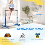 Gimnastikos skersinis, 13 pakopų aukščio reguliavimas, skersinis, medinis skersinis ir tvirta plieninė konstrukcija, atlaikanti iki 75 kg svorį, skirtas 3 ir daugiau vaikų, naudoti patalpose ir lauke, mėlynos spalvos.