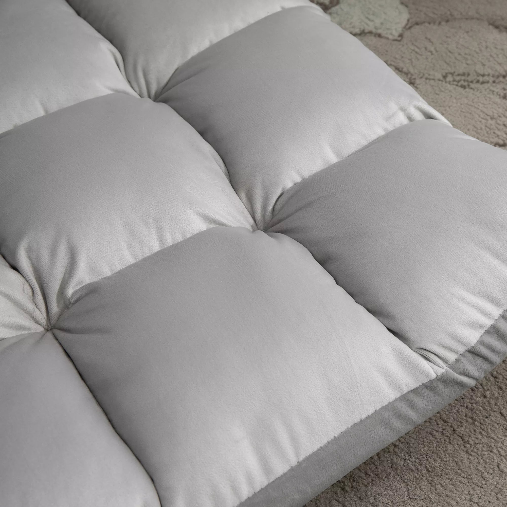Sulenkiama grindinė kėdė su atlošo reguliavimo funkcija, paminkštinta poilsio kėdė TV žiūrėjimui, skaitymui, meditacijos kėdė "Lazy Sofa" skaitymo fotelis meditacijai namuose, pilka