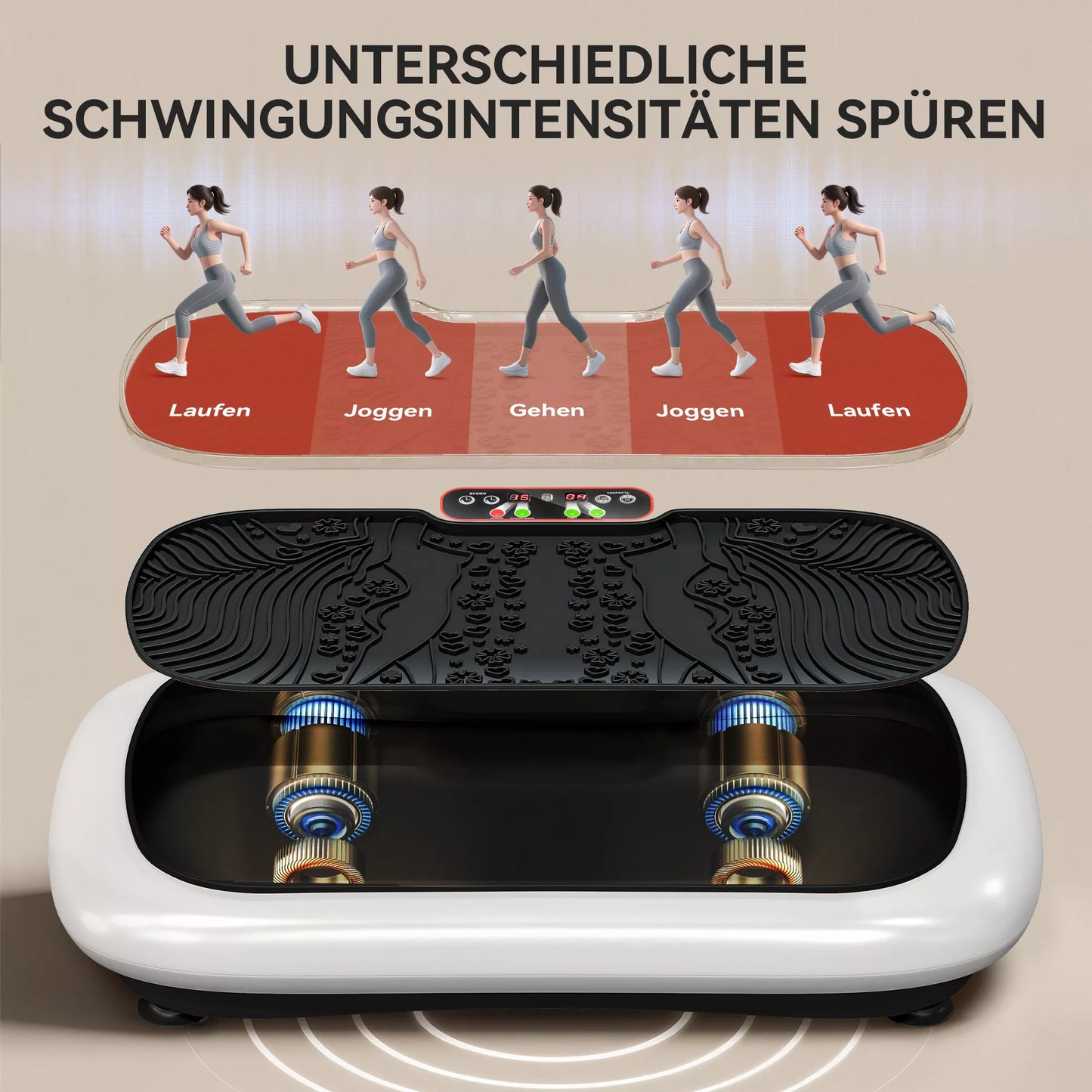 Vibracinė plokštė su 99 lygiais, 2 fitneso juostos 73 x 40 x 13 cm Balta + juoda