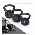 Kettlebell rutulinis svarmuo 8 kg, užpildytas smėliu, skirtas pradedantiesiems, juodas