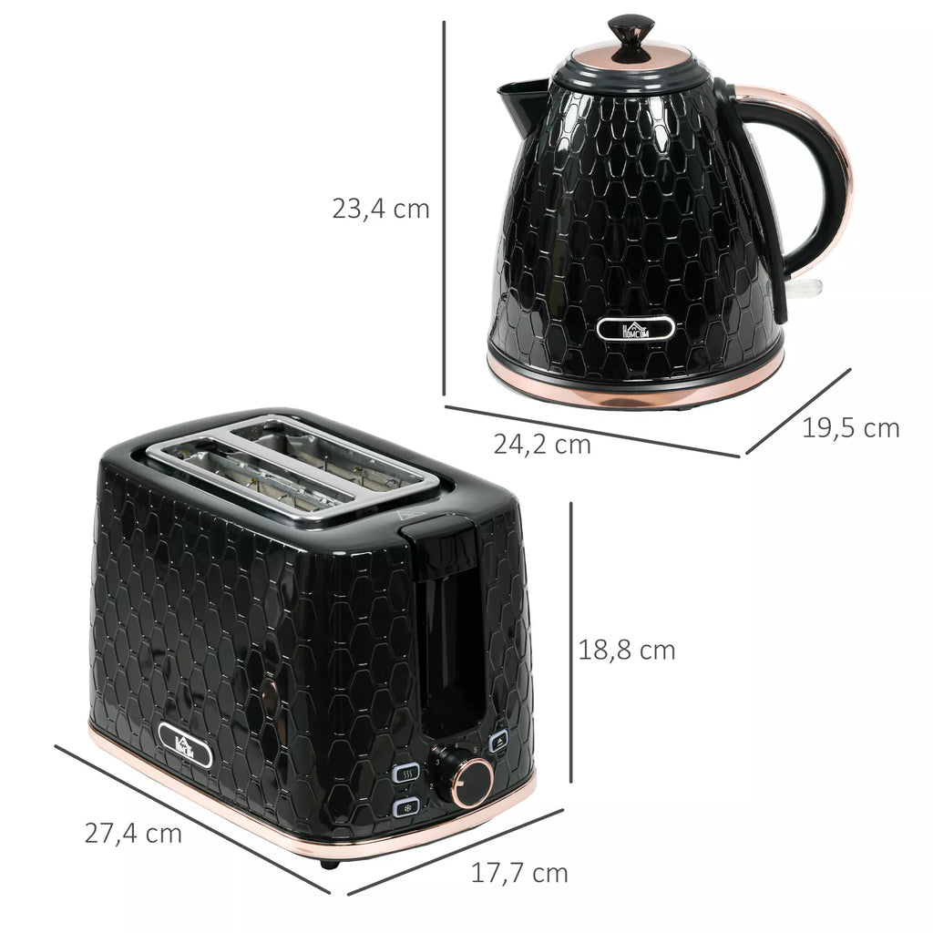 Virdulio ir skrudintuvų rinkinys 1,7 l, su LED indikatoriais, juodas