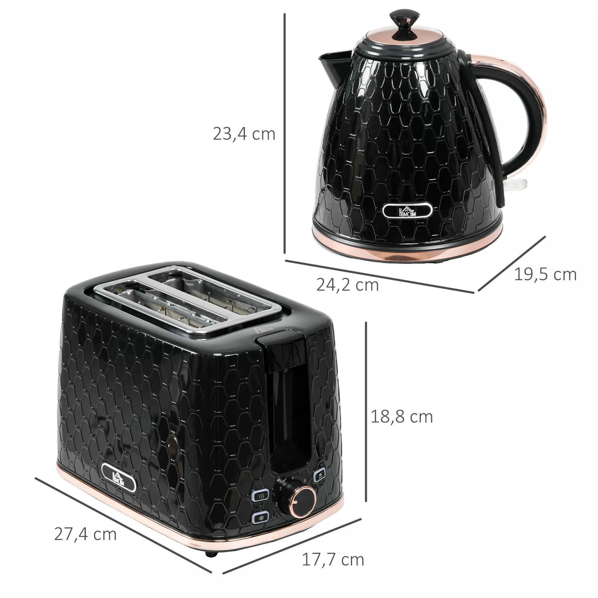Virdulio ir skrudintuvų rinkinys 1,7 l, su LED indikatoriais, juodas