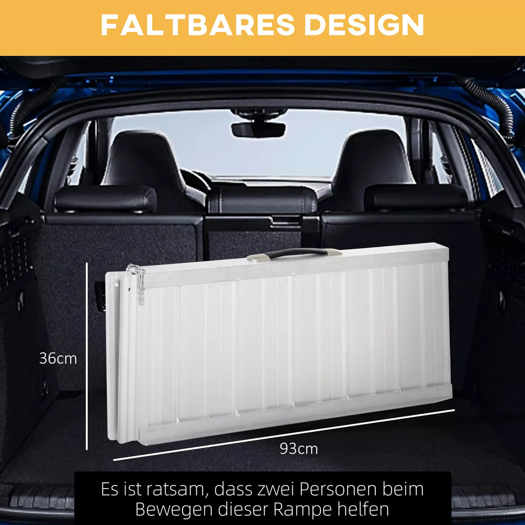 Schema su sulankstoma rampa automobilio bagažinėje