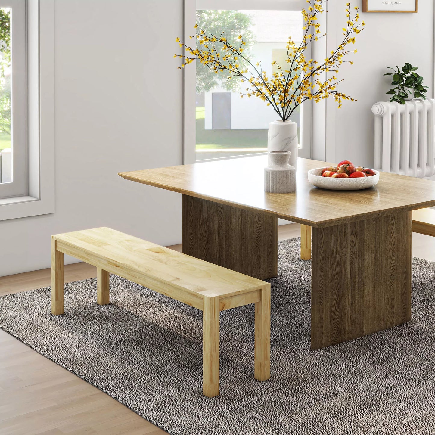 Natūralus 3 vietų virtuvės suolas iš pušies medžio masyvo