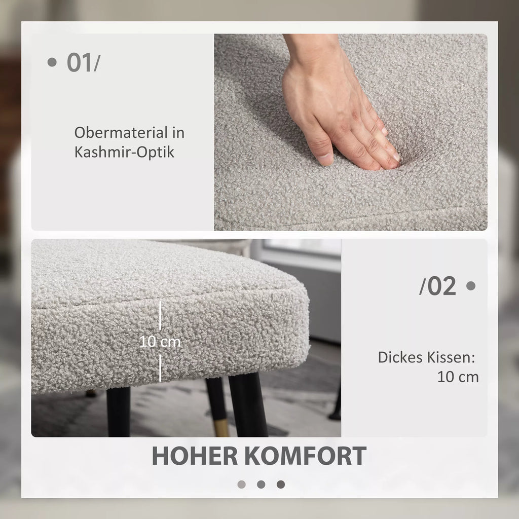 Pufas su plieninėmis kojomis, 42 x 42 x 44 cm, šviesiai pilkas