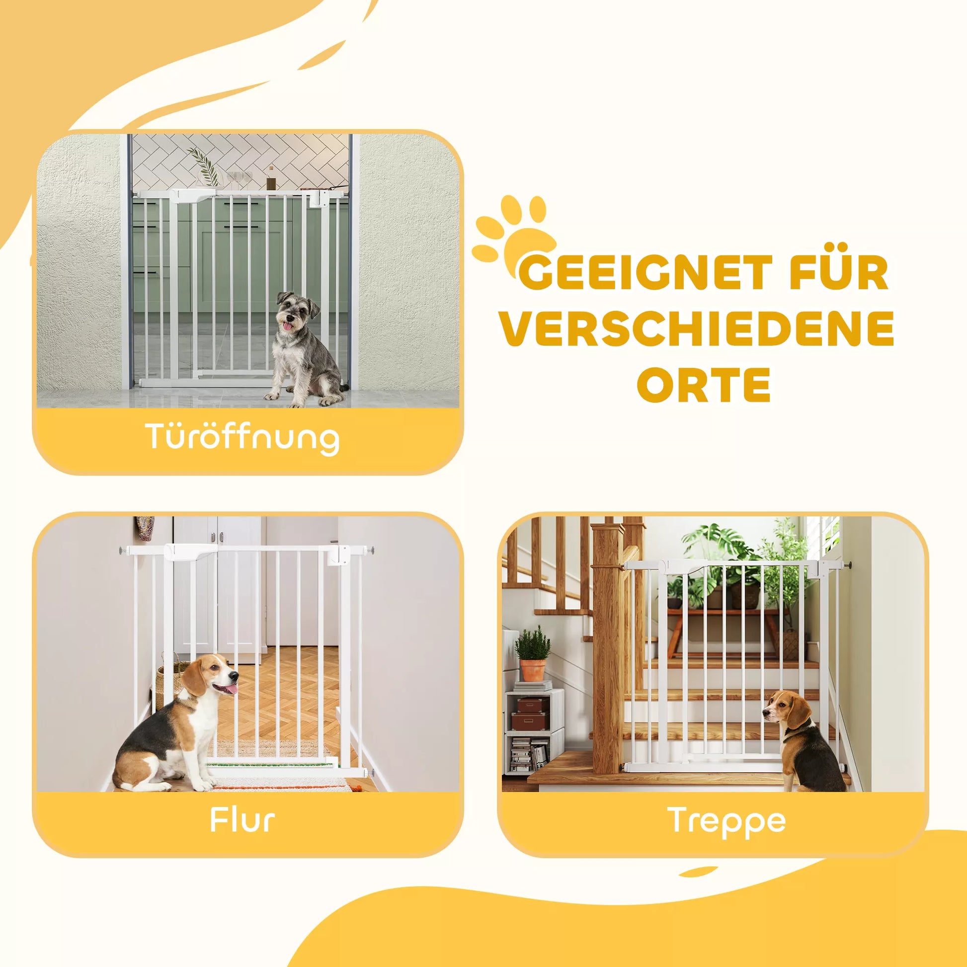 Apsauginiai varteliai, laiptų ir durų užtvaras su automatiniu uždarymu be gręžimo, 76-89x76 cm, balta