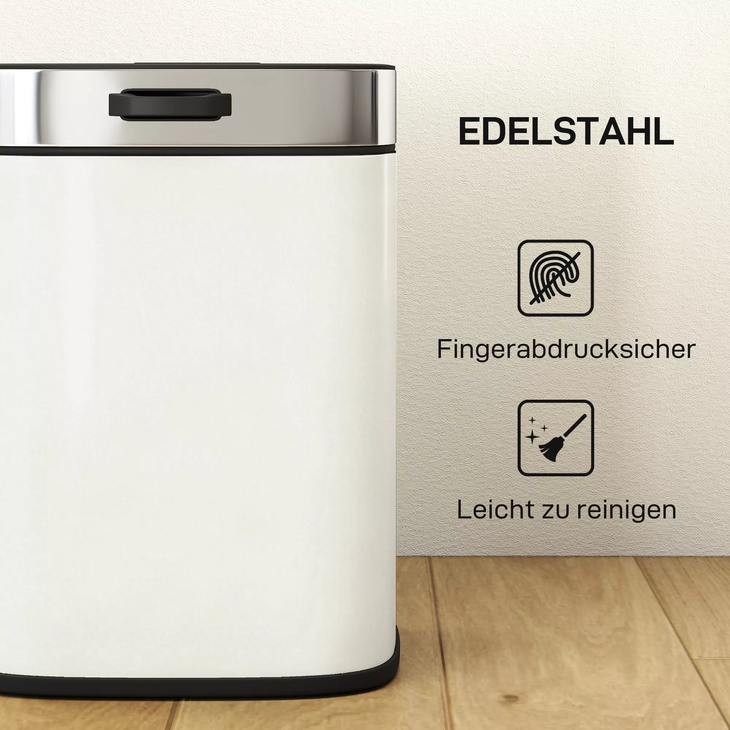 5 L šiukšliadėžė, pastatoma laisvai arba pakabinama, nerūdijantis plienas, kreminės baltos spalvos