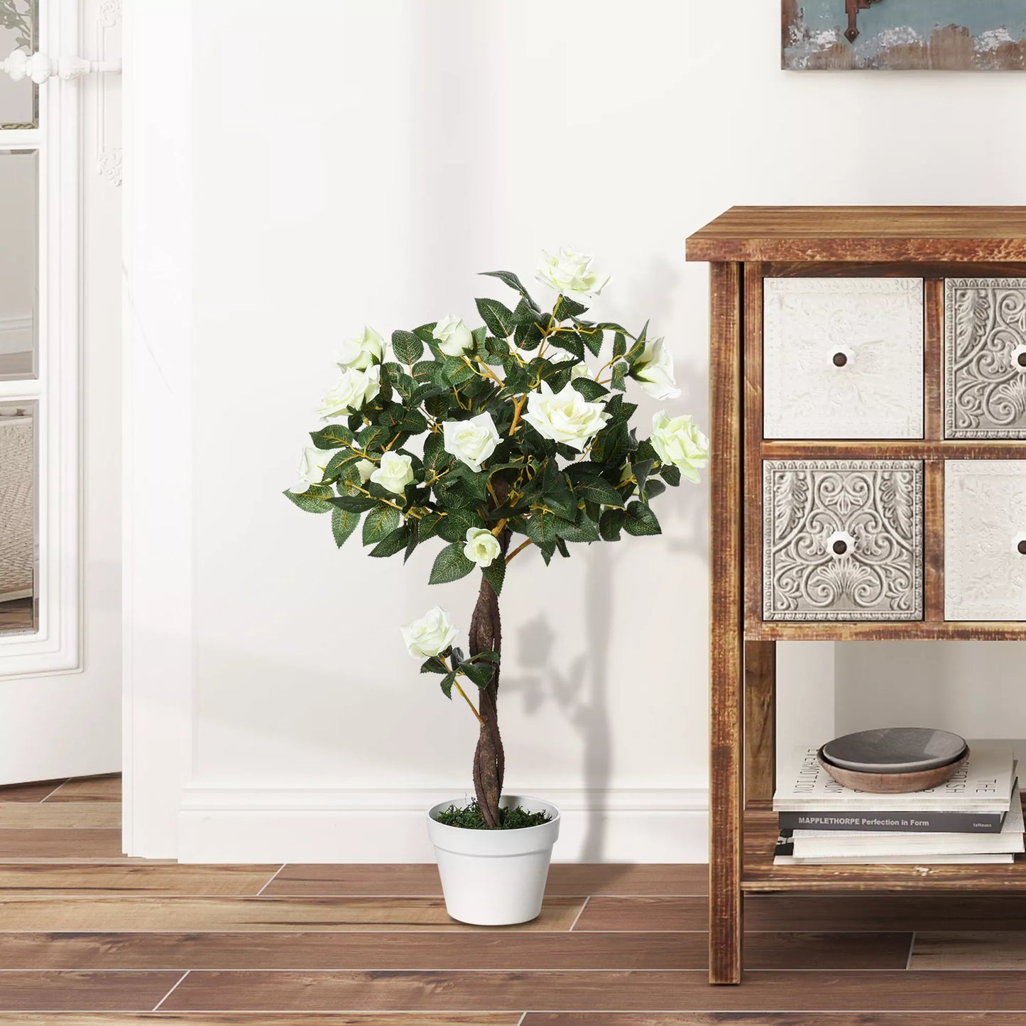 Dirbtinis medis, dirbtinis augalas cemento puode