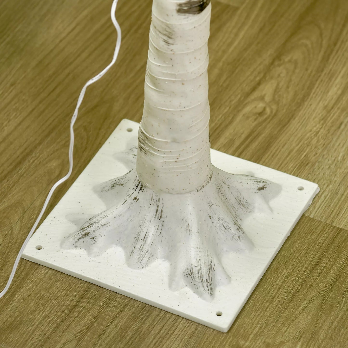 Dirbtinė beržo medelė su 120 LED lempučių, 3 šviesumo pakopomis, sulankstomomis šakomis, IP44, 150 cm, Balta