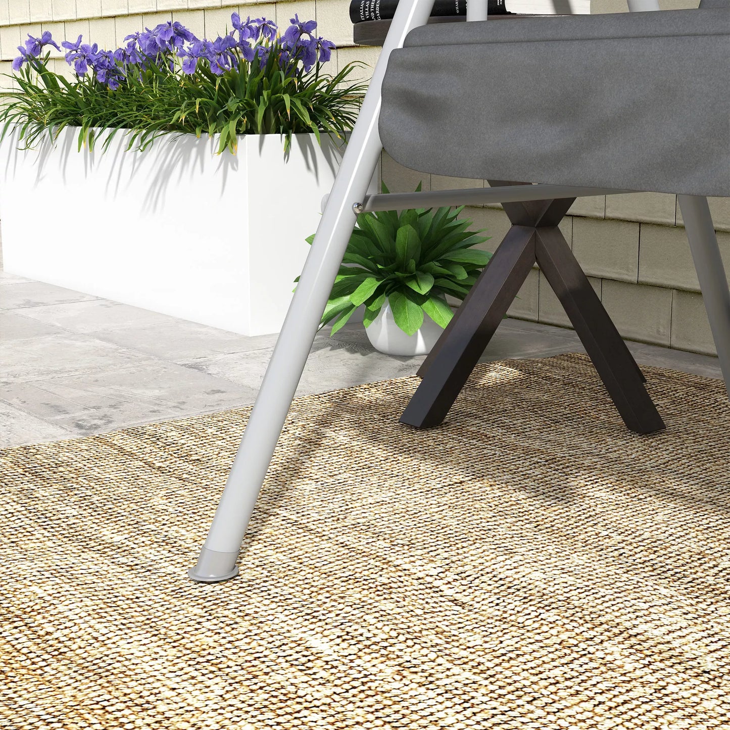 Holivudo sūpynės, 2 vietos, su stogu ir stalu, metalinis rėmas, iki 180 kg, 175x110x165 cm, juodos spalvos